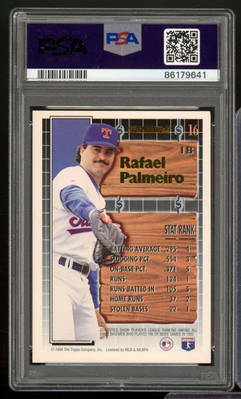 Rafael Palmeiro Card 1994 Topps Black Gold #16 PSA 7 Image 2