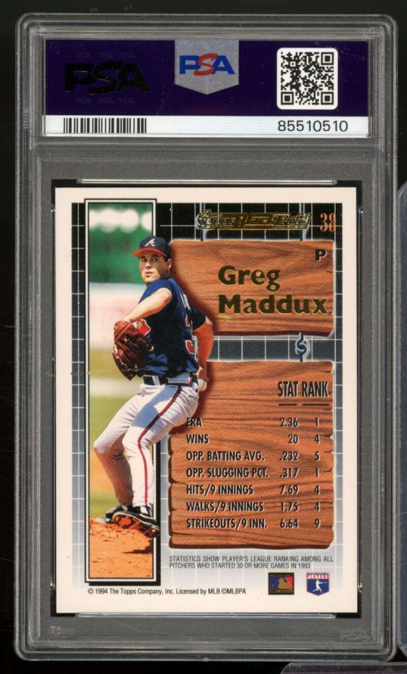 Greg Maddux Card 1994 Topps Black Gold #38 PSA 7 Image 2