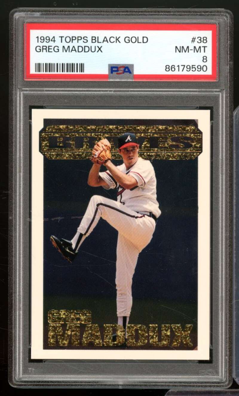 Greg Maddux Card 1994 Topps Black Gold #38 PSA 8 Image 1