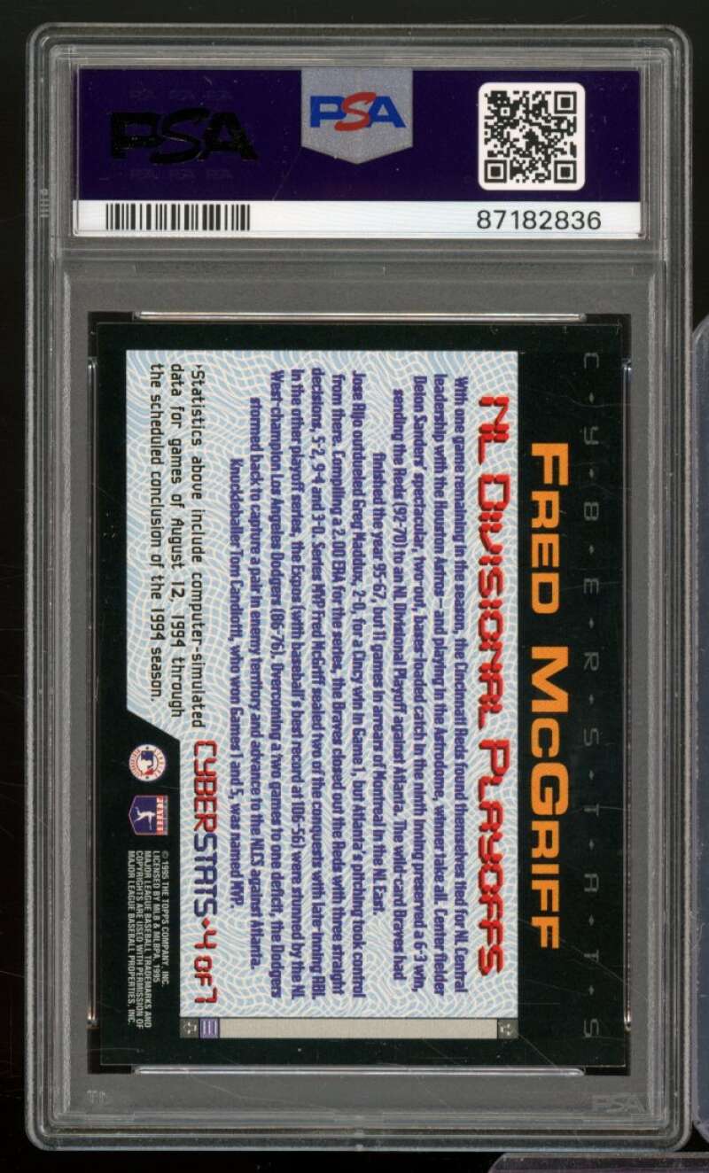 Fred McGriff Card 1995 Topps Cyberstats Season Review #4 PSA 9 Image 2