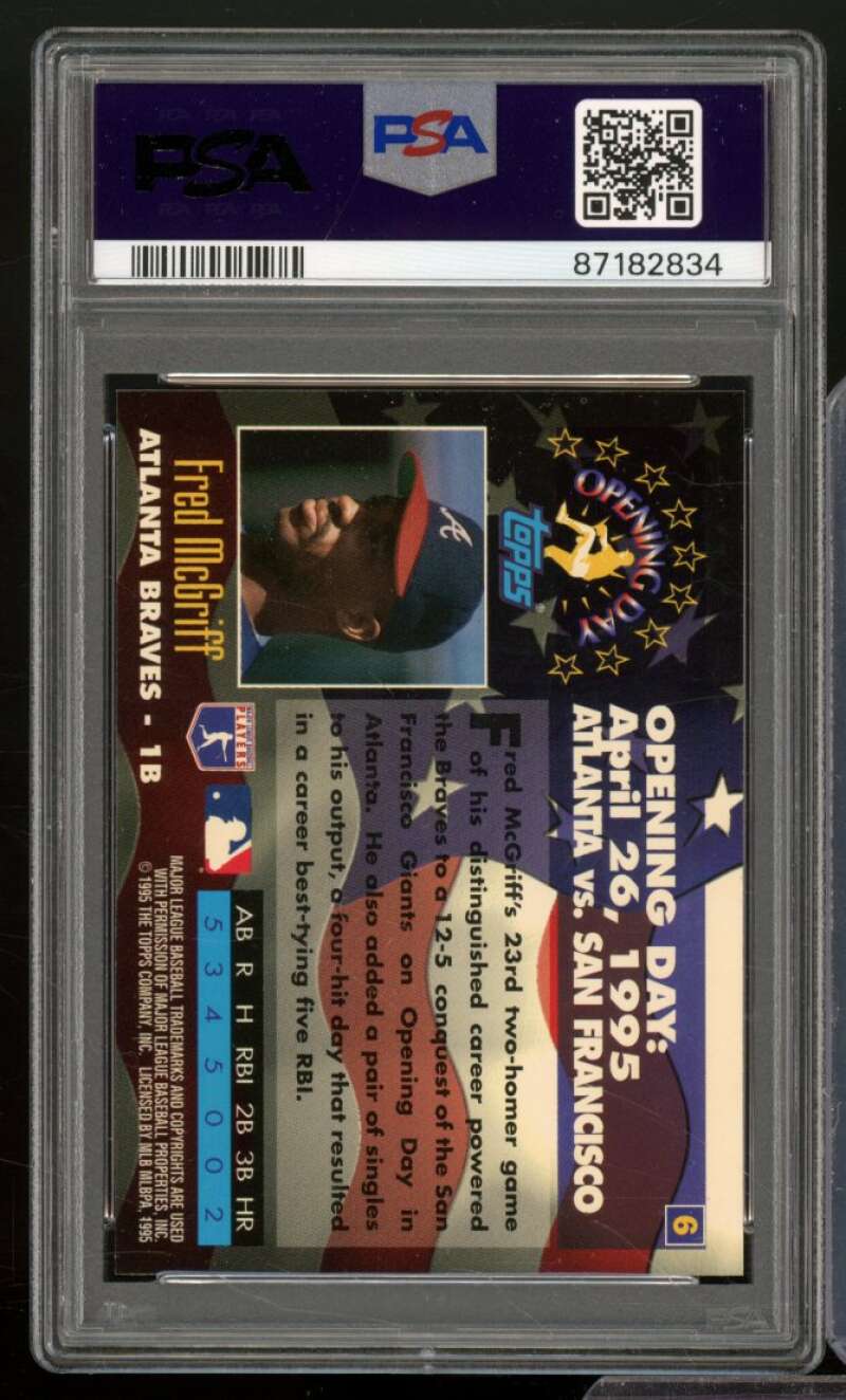 Fred McGriff Card 1995 Topps Opening Day #6 PSA 9 Image 2