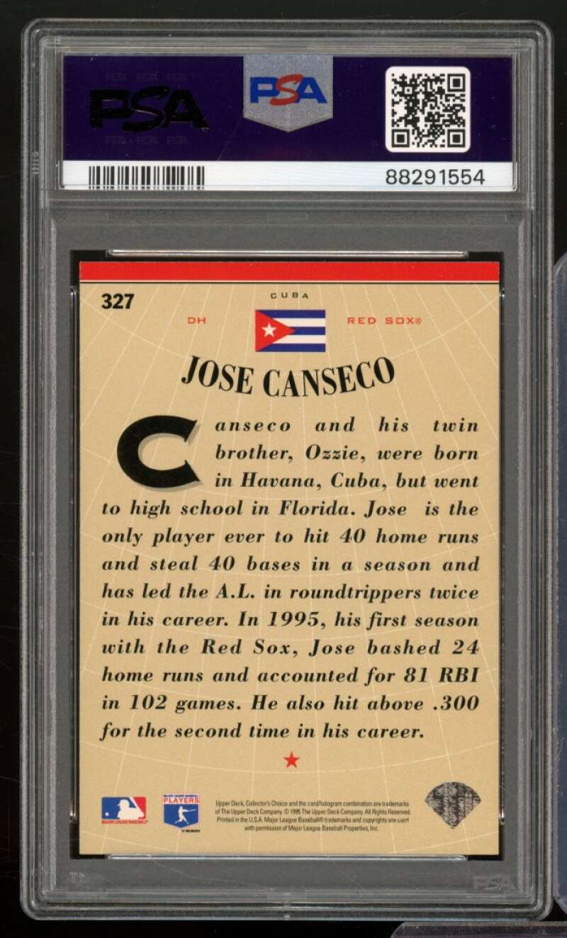 Jose Canseco Card 1996 Collector's Choice #327 PSA 9 Image 2