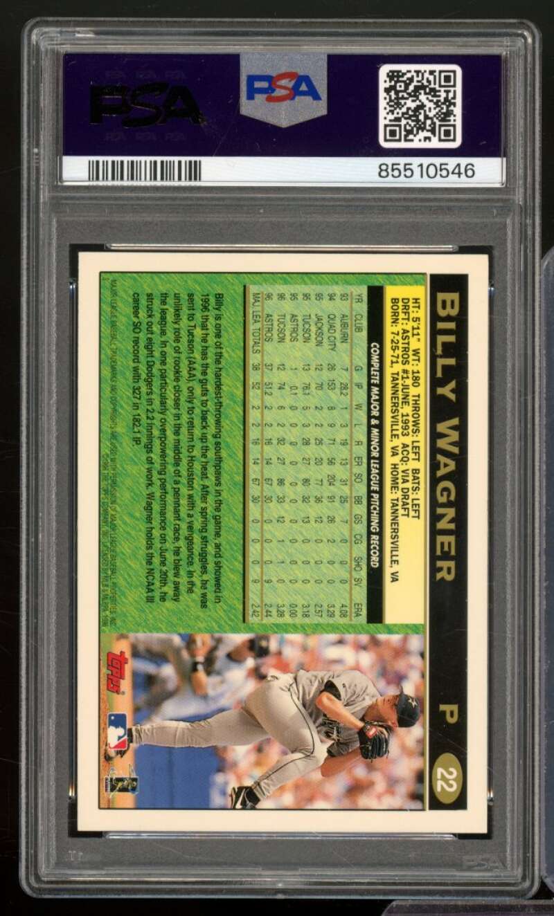 Billy Wagner Card 1997 Topps #22 PSA 9 Image 2