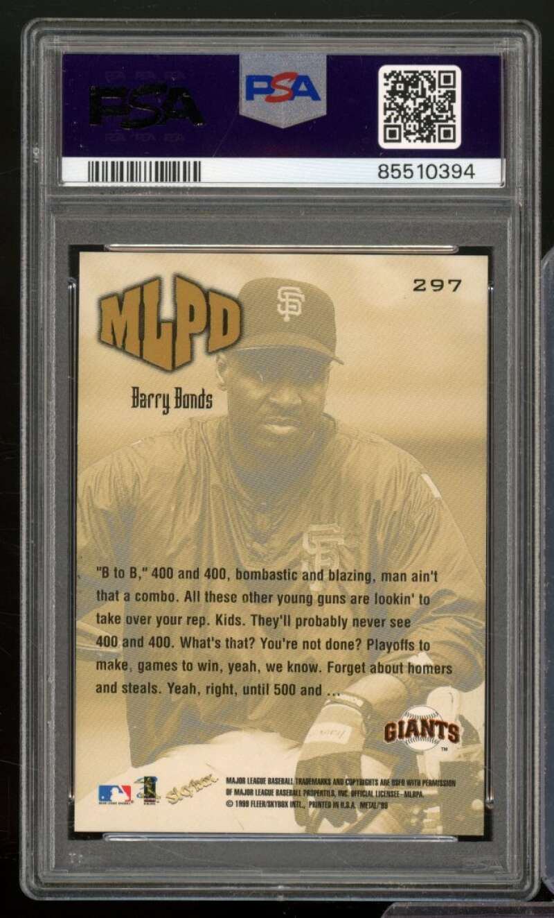 Barry Bonds Card 1999 Metal Universe #297 PSA 8 Image 2