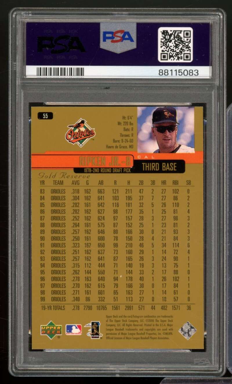 Cal Ripken Jr. Card 2000 U.D. Gold Reserve #55 PSA 9 Image 2