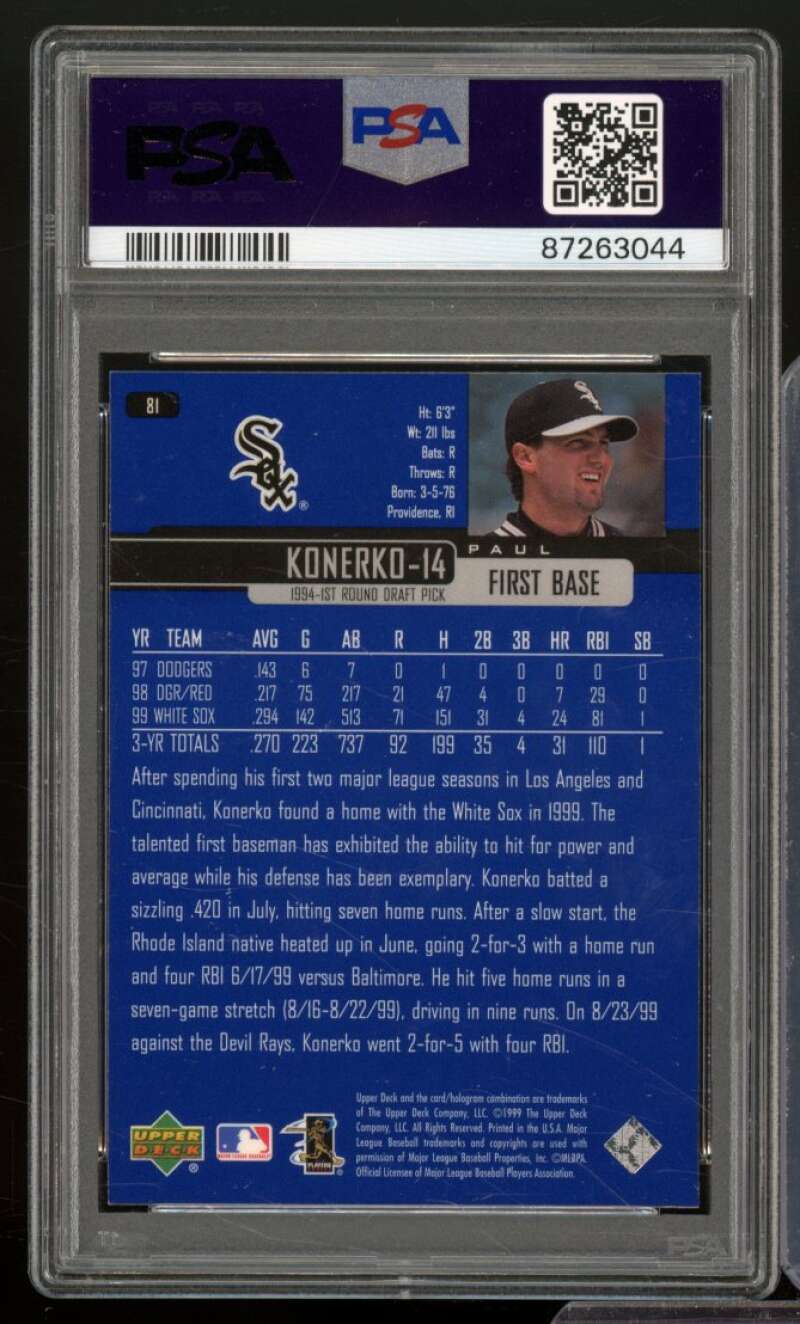 Paul Konerko Card 2000 Upper Deck #81 PSA 8 Image 2