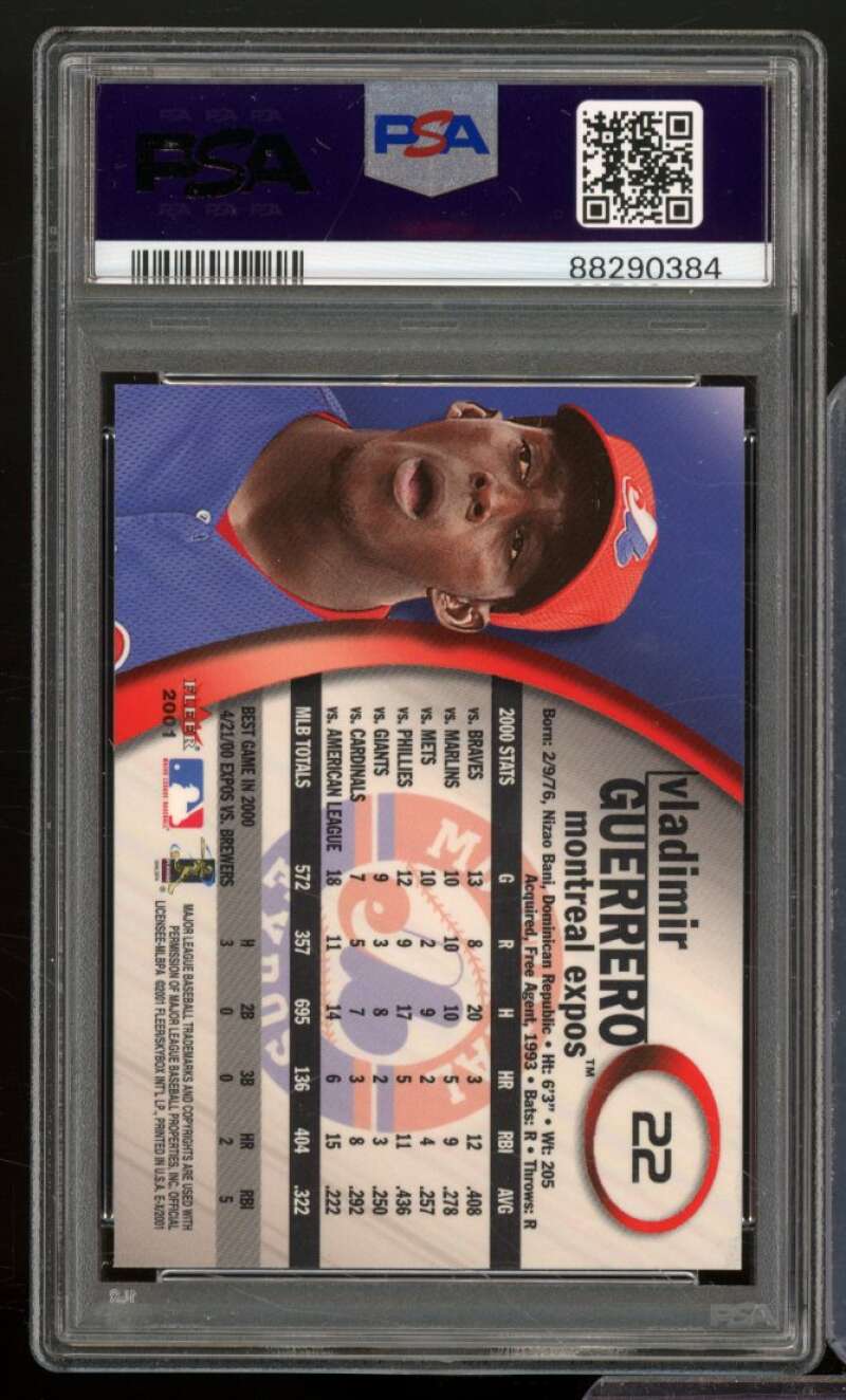 Vladimir Guerrero Card 2001 Fleer E-X #22 PSA 9 Image 2