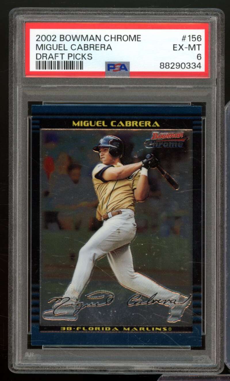 Miguel Cabrera Card 2002 Bowman Chrome #156 PSA 6 Image 1