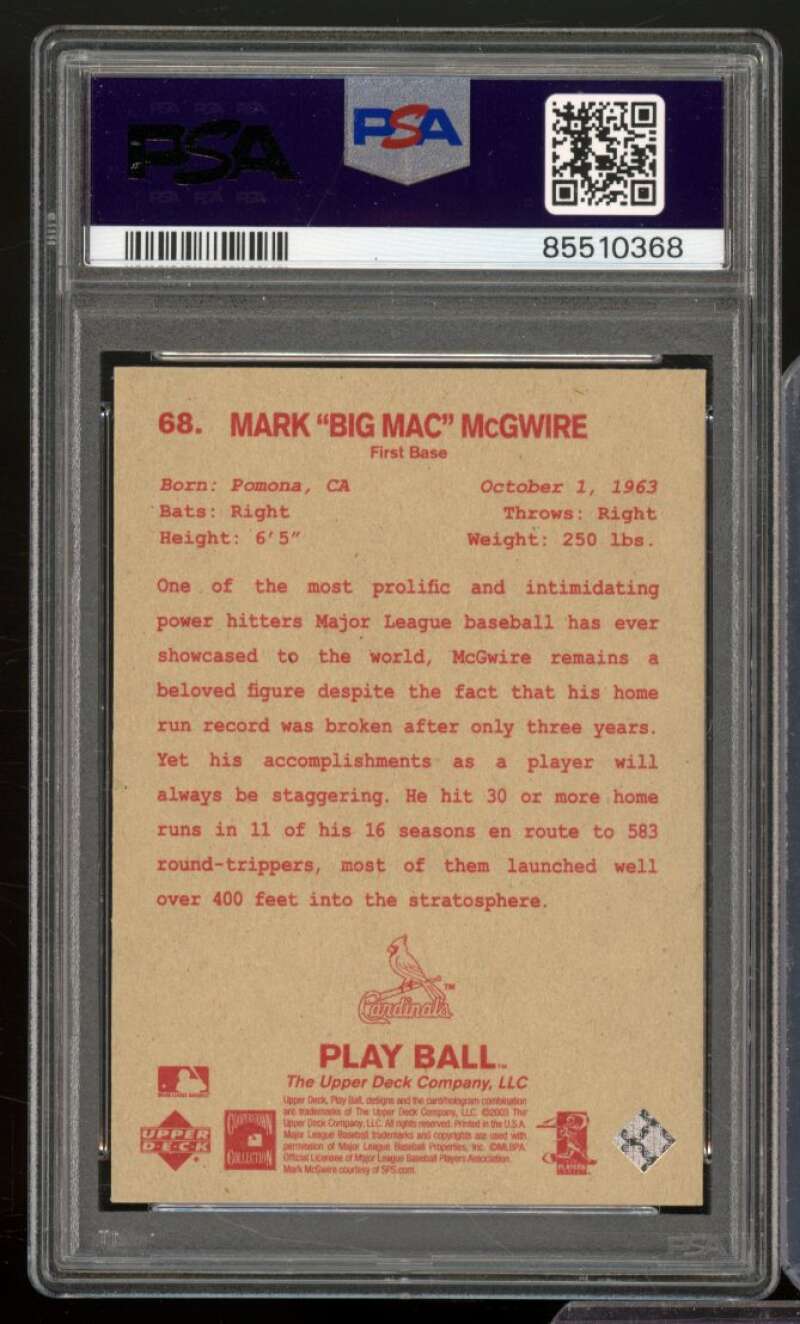 Mark McGwire Card 2003 U.D. Play Ball #68 PSA 8 Image 2