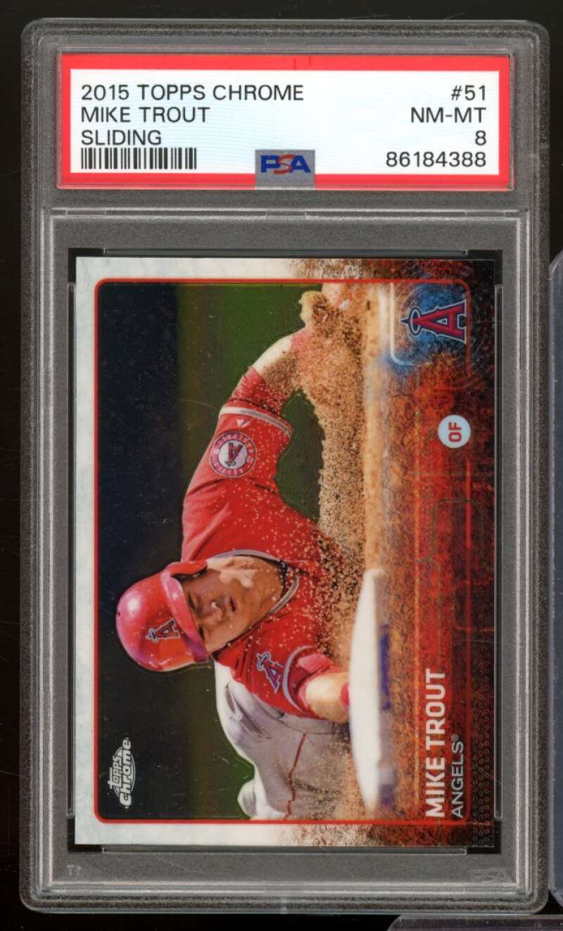 Mike Trout Card 2015 Topps Chrome #51 PSA 8 Image 1