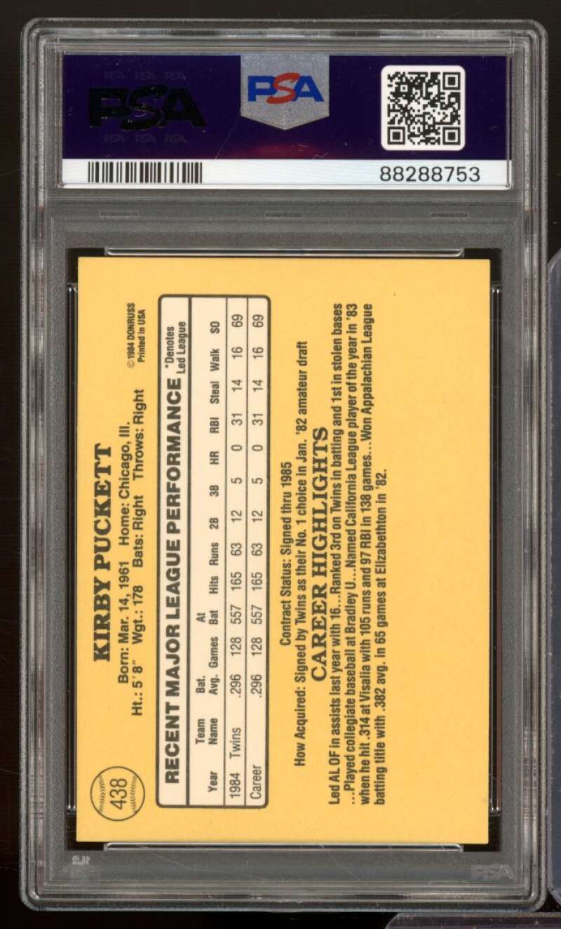 Kirby Puckett Rookie Card 1985 Donruss #438 PSA 5 Image 2