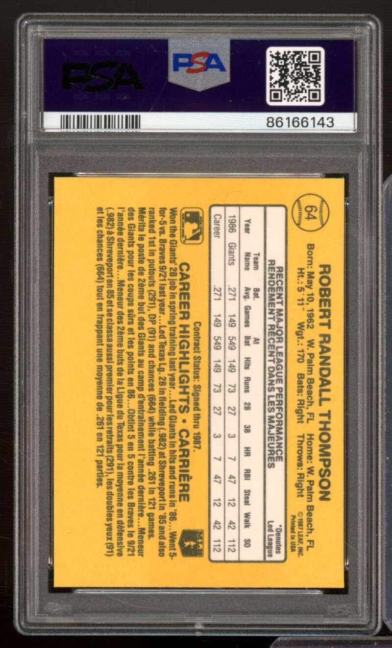 Rob Thompson Rookie Card 1987 Leaf #64 PSA 9 Image 2