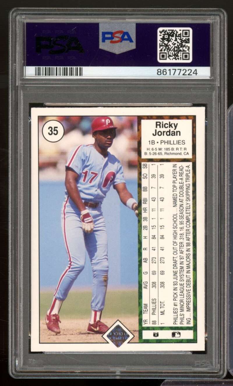 Ricky Jordan Rookie Card 1989 Upper Deck #35 PSA 9 Image 2