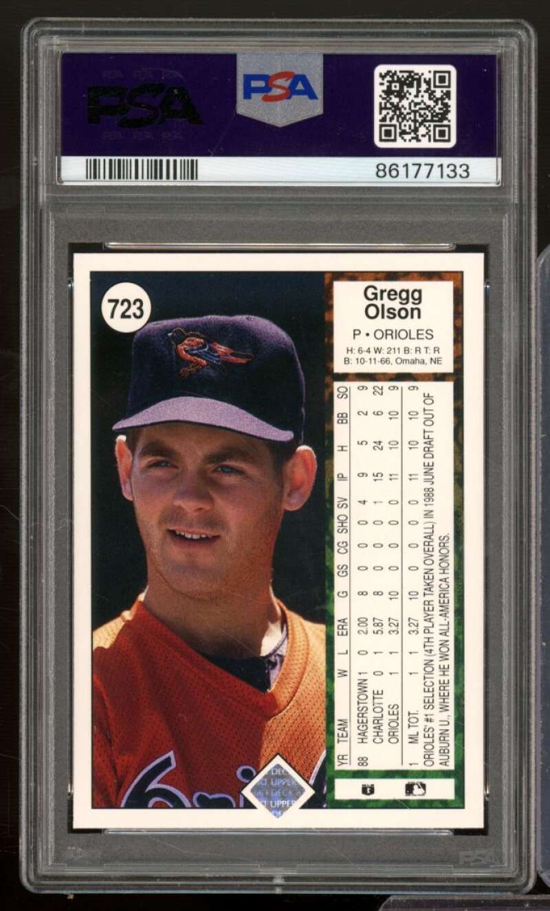 Gregg Olson Rookie Card 1989 Upper Deck #723 PSA 9 Image 2