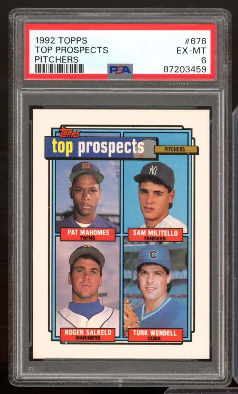 Salked/Militello/Wendell/Pat Mahomes Rookie Card 1992 Topps #676 PSA 6 Image 1