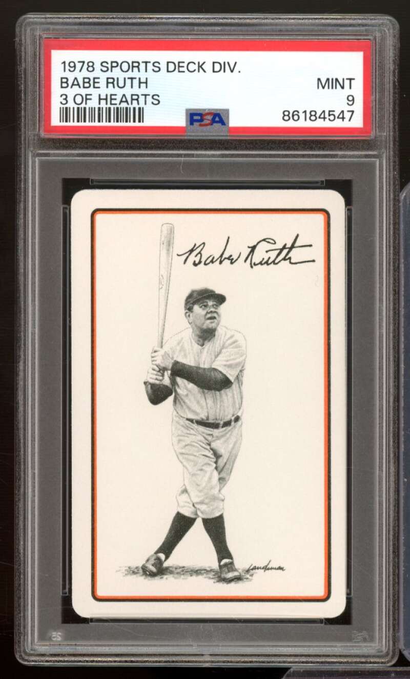 Babe Ruth Card 1978 Sports Deck Division 3 Of Hearts #nno PSA 9 Image 1