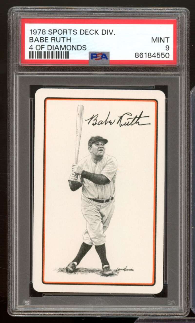 Babe Ruth Card 1978 Sports Deck Division 4 Of Diamonds #nno PSA 9 Image 1