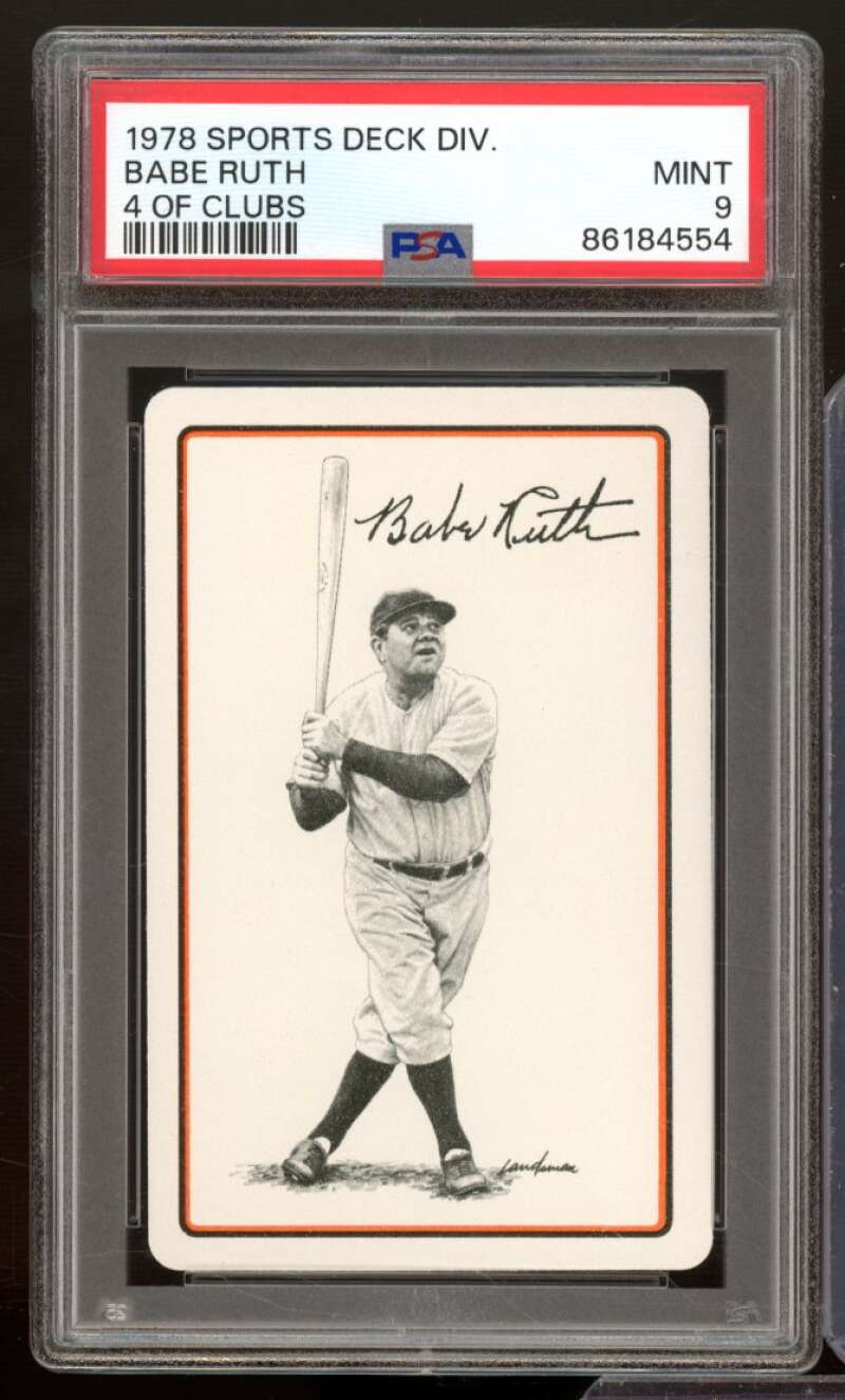 Babe Ruth Card 1978 Sports Deck Division 4 Of Clubs #nno PSA 9 Image 1