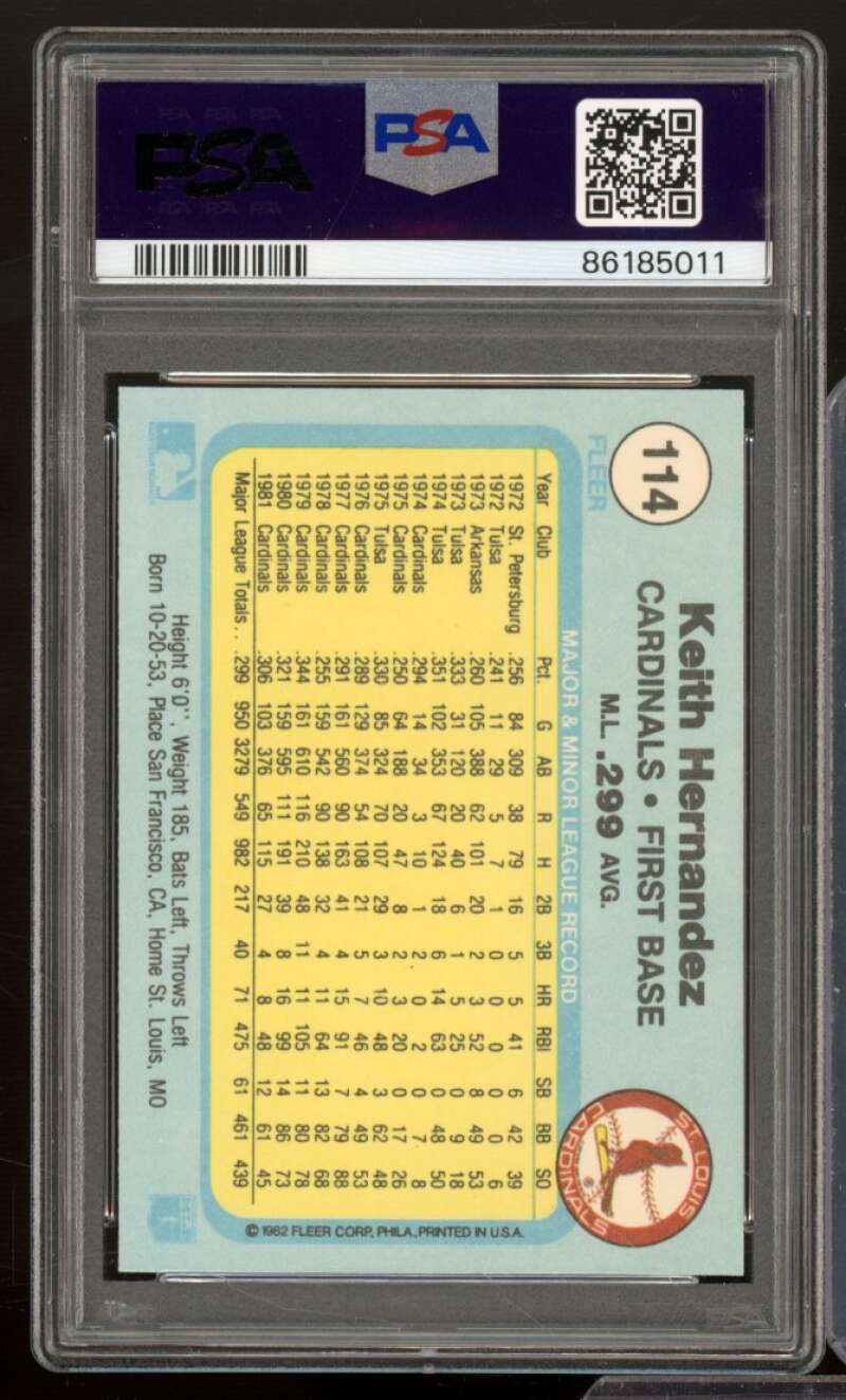 Keith Hernandez Card 1982 Fleer #114 PSA 9 Image 2