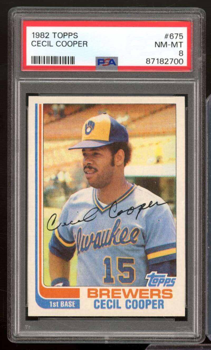 Cecil Cooper Card 1982 Topps #675 PSA 8 Image 1