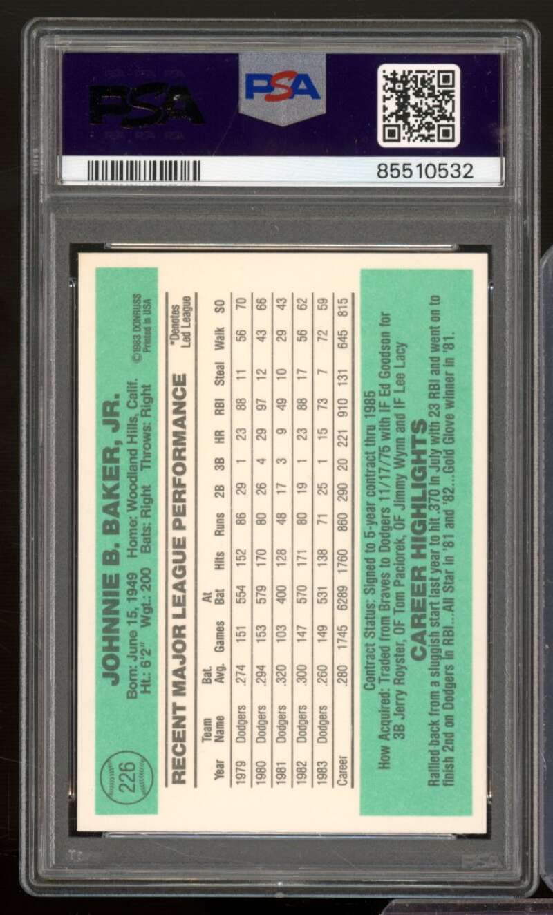 Dusty Baker Card 1984 Donruss #226 PSA 8 Image 2