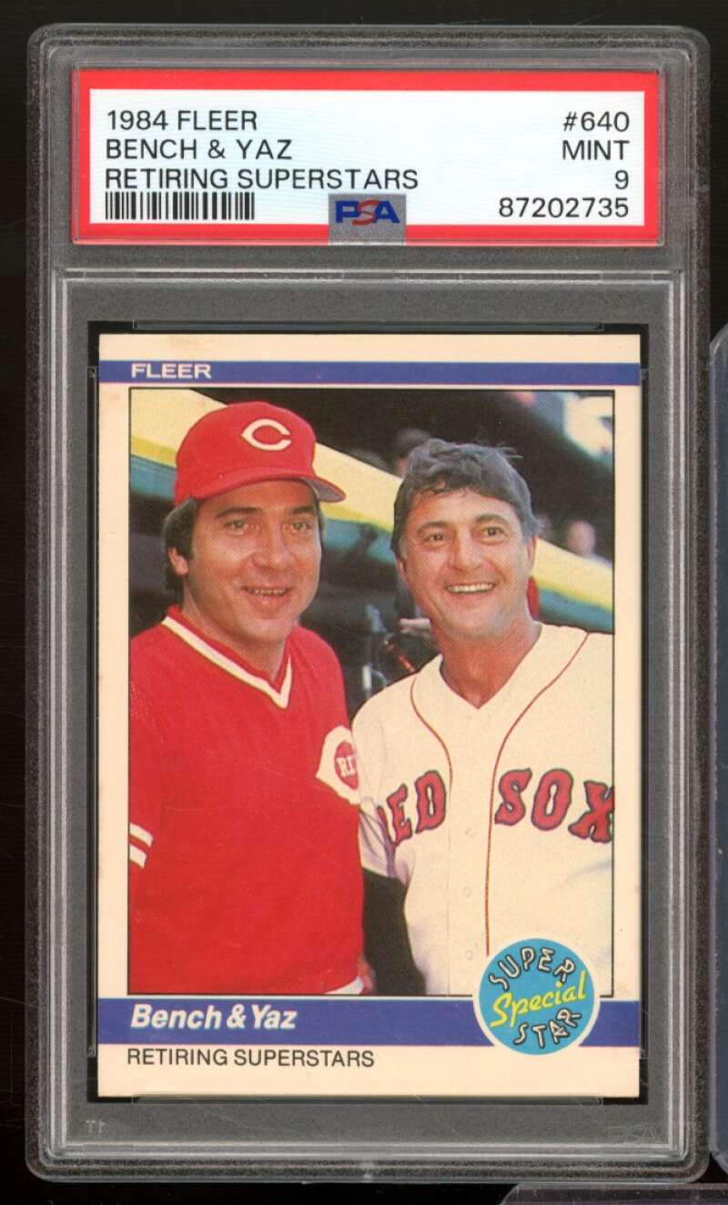 Johnny Bench/Carl Yastrzemski Card 1984 Fleer #640 PSA 9 Image 1