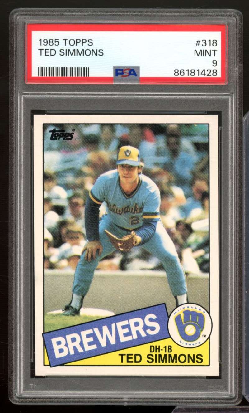 Ted Simmons Card 1985 Topps #318 PSA 9 Image 1