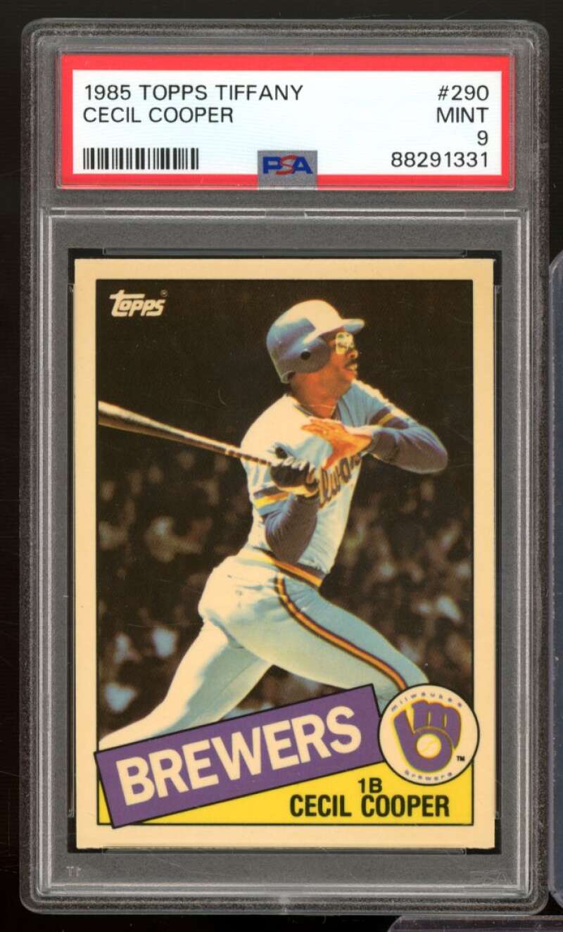 Cecil Cooper Card 1985 Topps Tiffany #290 PSA 9 Image 1