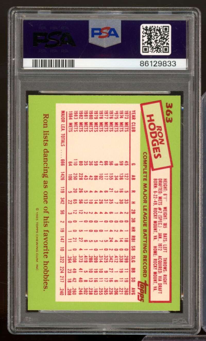 Ron Hodges Card 1985 Topps Tiffany #363 PSA 9 Image 2