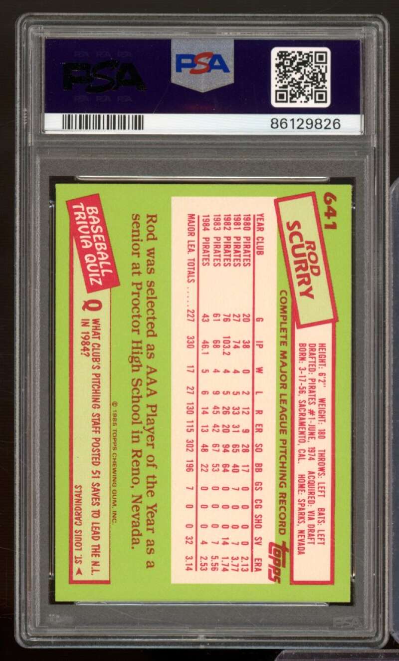 Rod Scurry Card 1985 Topps Tiffany #641 PSA 9 Image 2