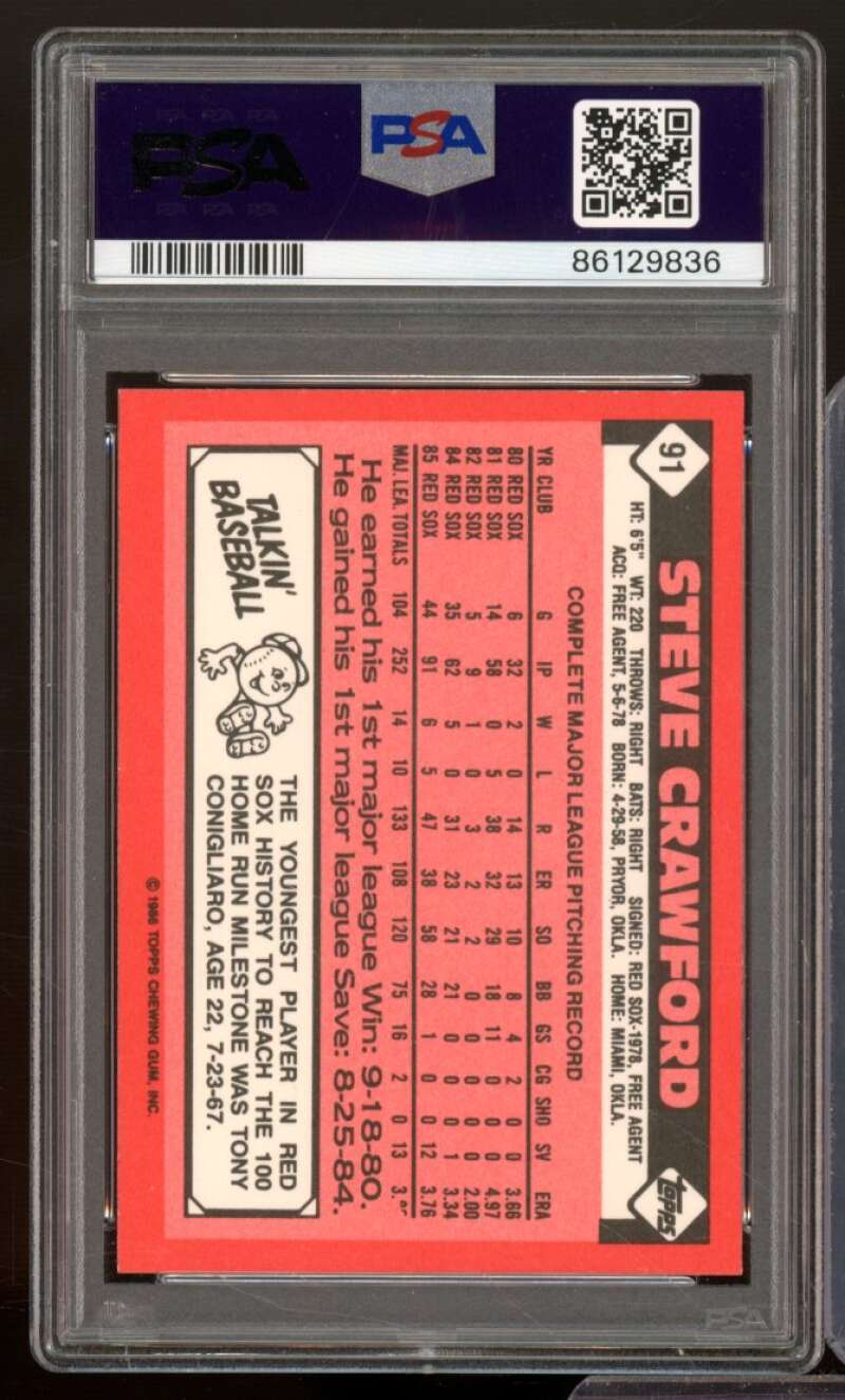 Steve Crawford Card 1986 Topps Tiffany #91 PSA 8 Image 2