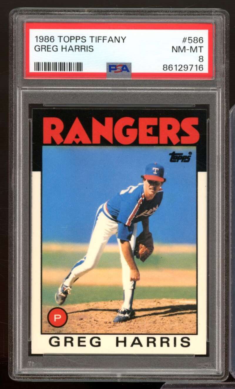 Greg Harris Card 1986 Topps Tiffany #586 PSA 8 Image 1