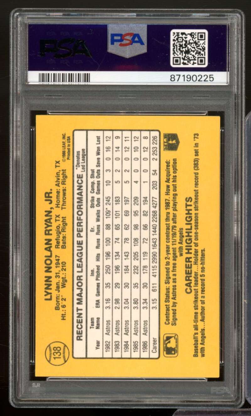 Nolan Ryan Card 1987 Donruss #138 PSA 8 Image 2