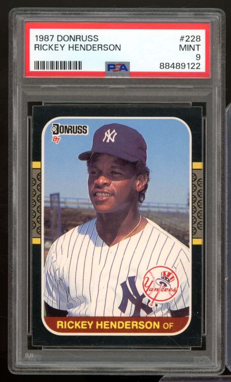 Rickey Henderson Card 1987 Donruss #228 PSA 9 Image 1