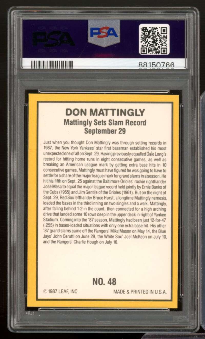 Don Mattingly Card 1987 Donruss Highlights #48 PSA 9 Image 2