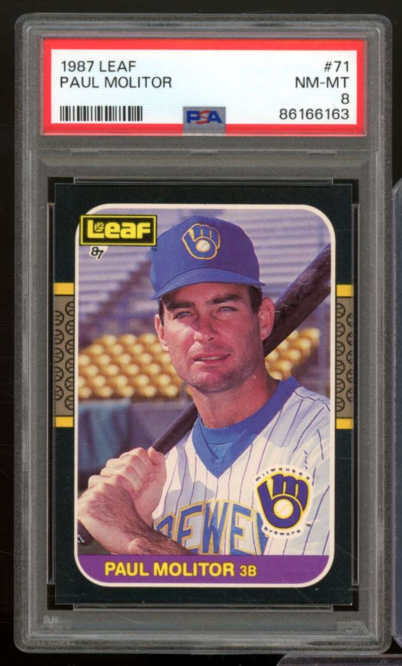 Paul Molitor Card 1987 Leaf #71 PSA 8 Image 1