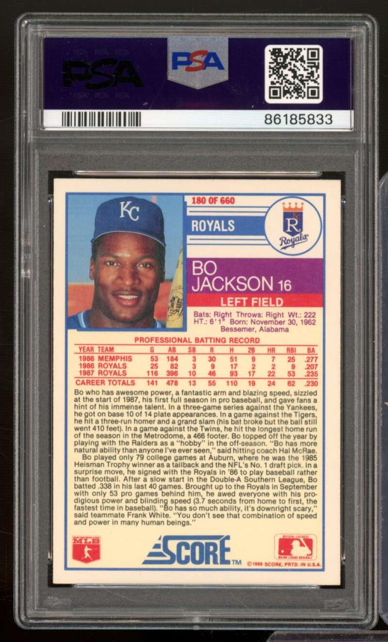 Bo Jackson Card 1988 Score #180 PSA 9 Image 2