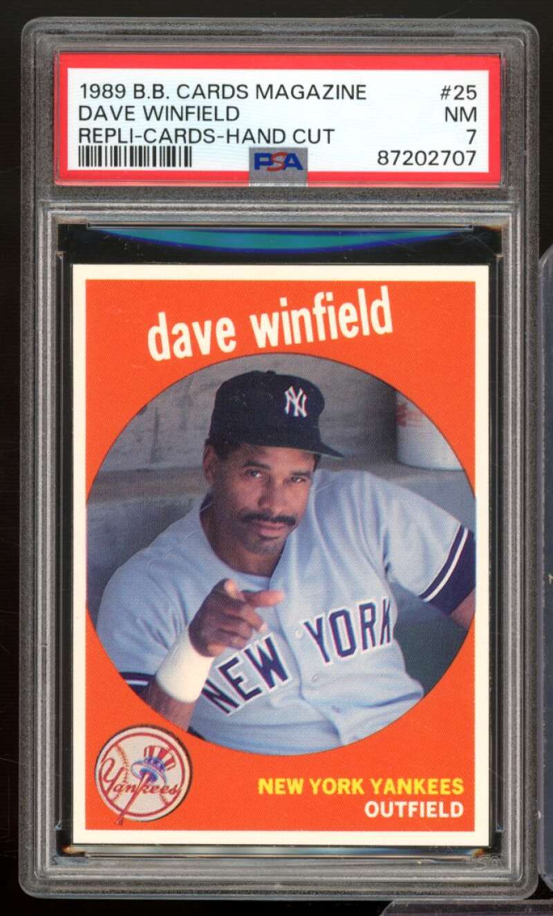 Dave Winfield Card 1989 B.B. Cards Magazine Repli Cards Hand Cut #25 PSA 7 Image 1