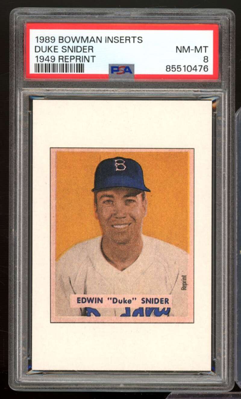 Duke Snider Card 1989 Bowman Inserts 1949 Reprint #nno PSA 8 Image 1