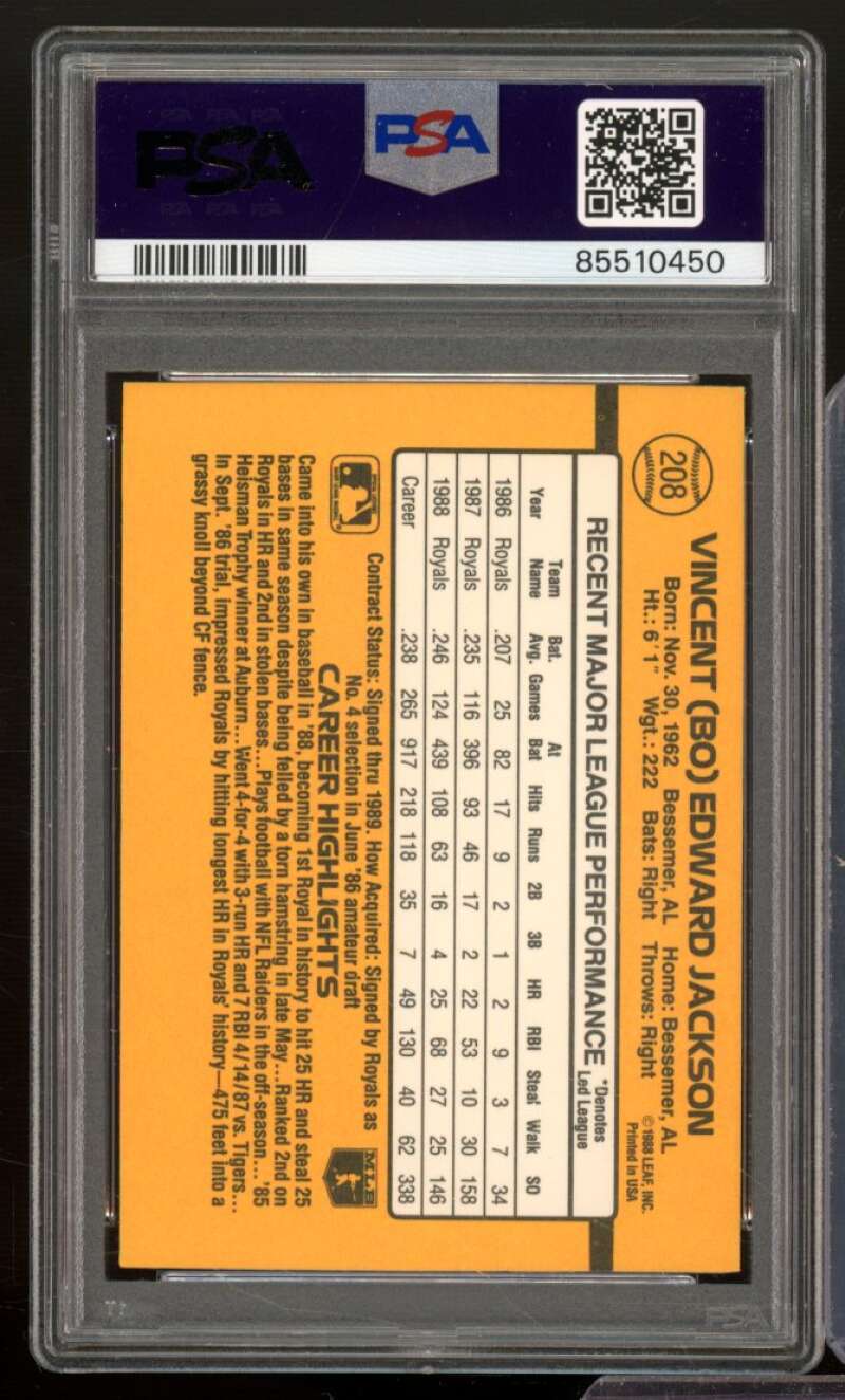 Bo Jackson Card 1989 Donruss #208 PSA 6 Image 2