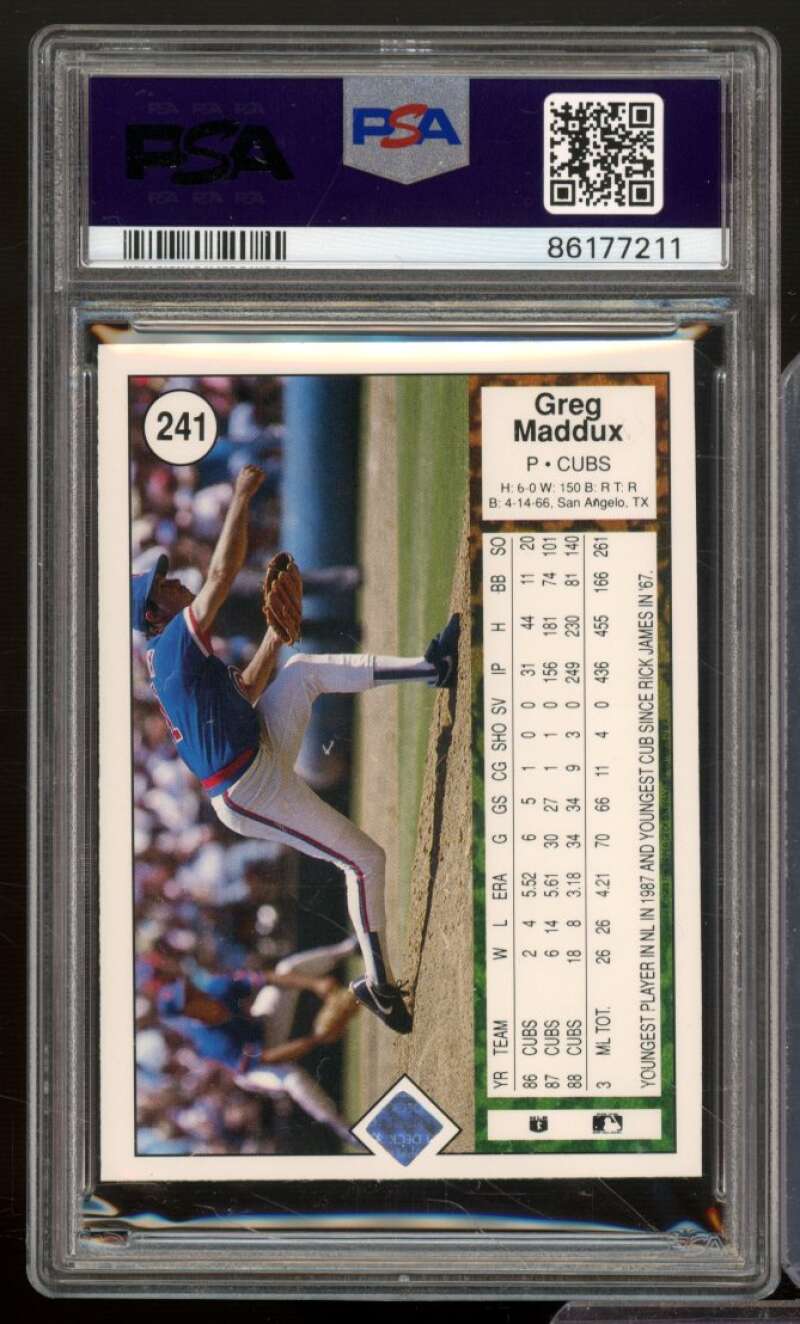 Greg Maddux Card 1989 Upper Deck #241 PSA 8 Image 2