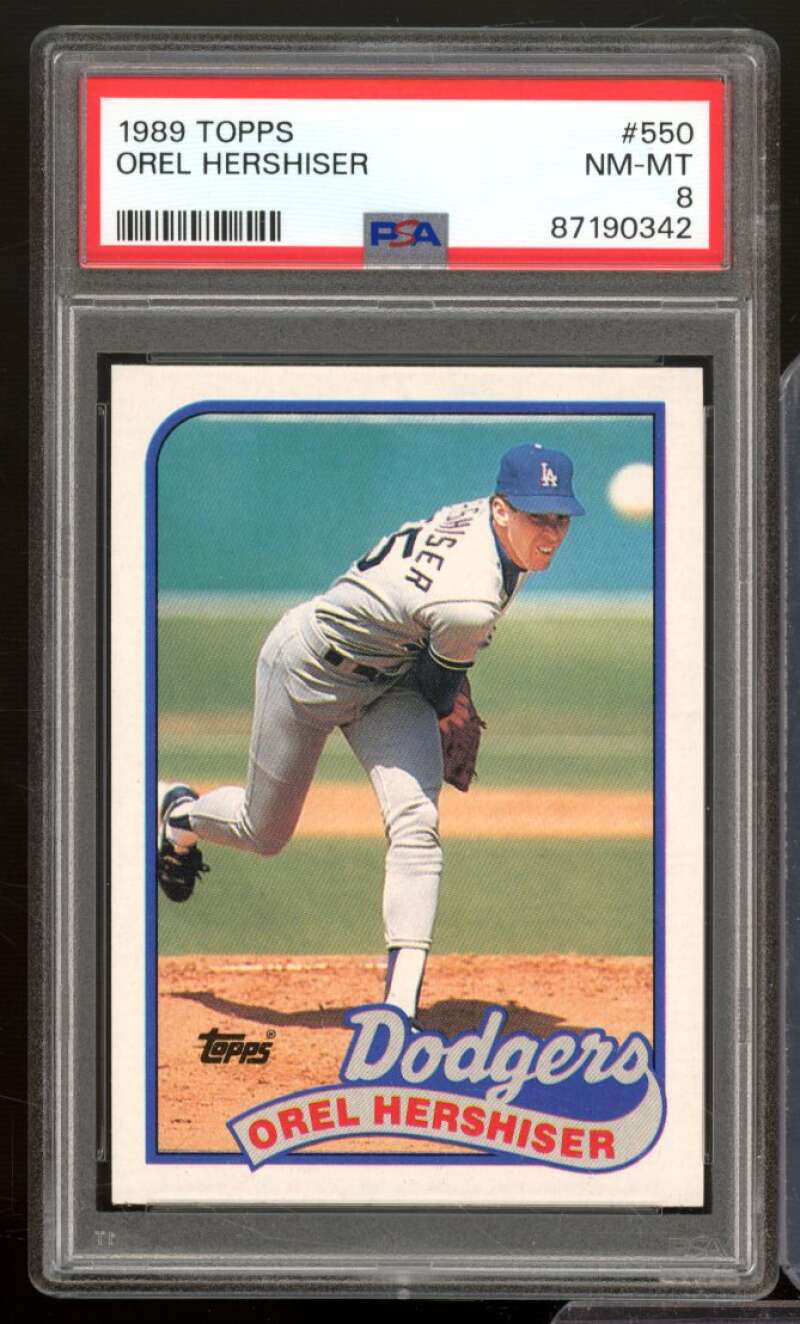 Orel Hershiser Card 1989 Topps #550 PSA 8 Image 1