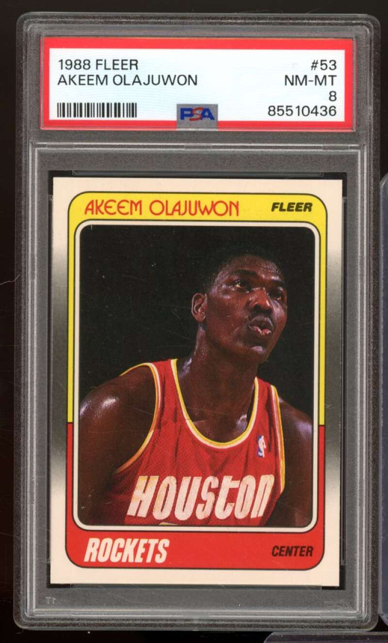 Akeem Olajuwon Card 1988-89 Fleer #53 PSA 8 Image 1