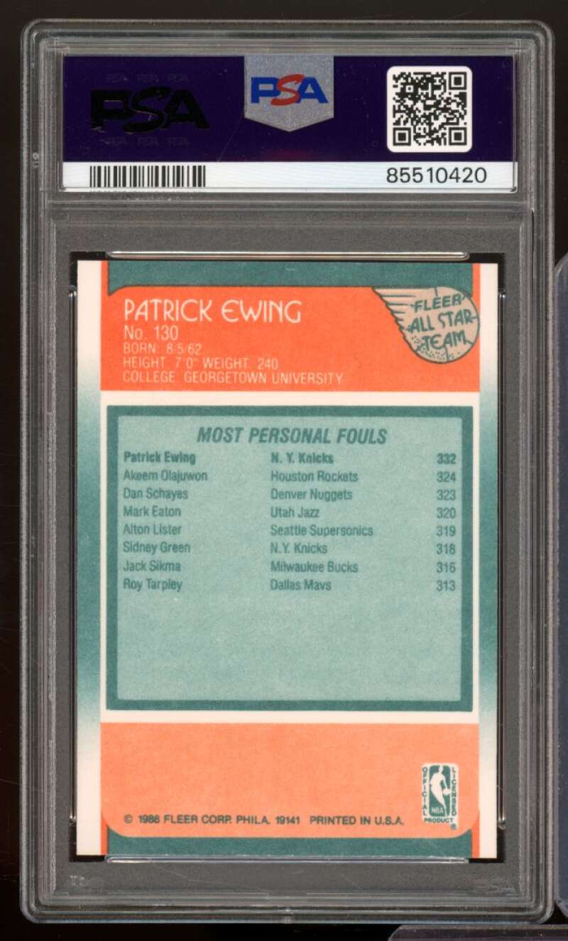 Patrick Ewing Card 1988-89 Fleer All-Star #130 PSA 7 Image 2