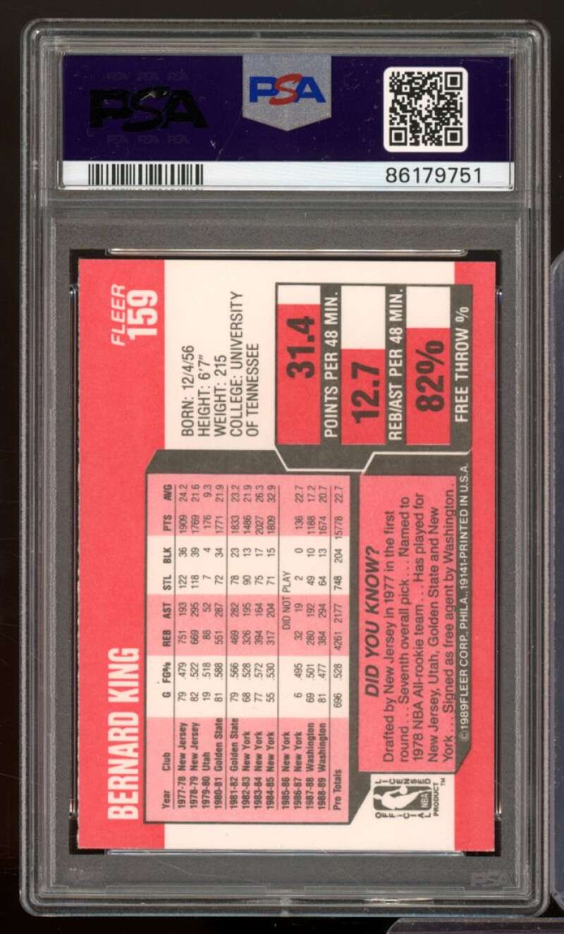 Bernard King Card 1989 Fleer #159 PSA 9 Image 2