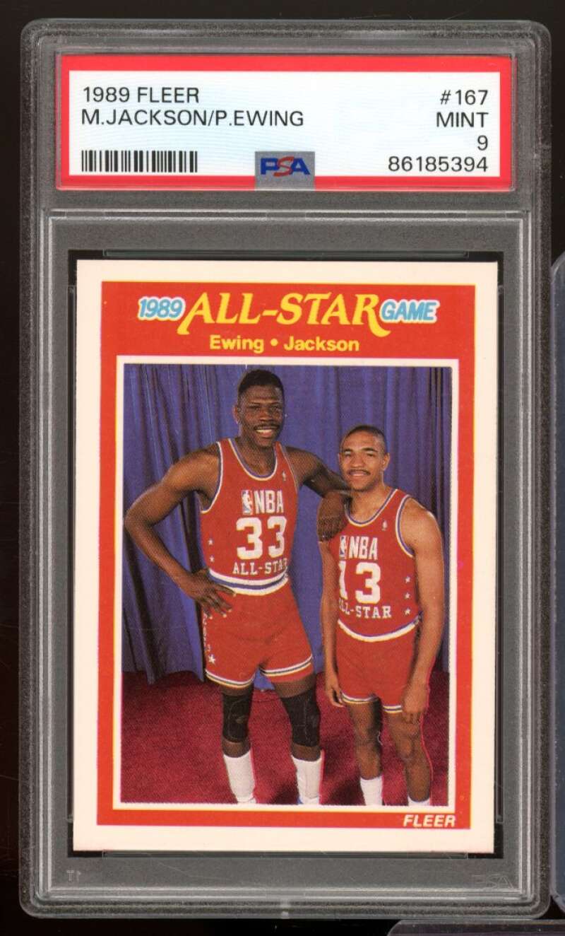 Patrick Ewing/Michael Jackson Card 1989-90 Fleer #167 PSA 9 Image 1