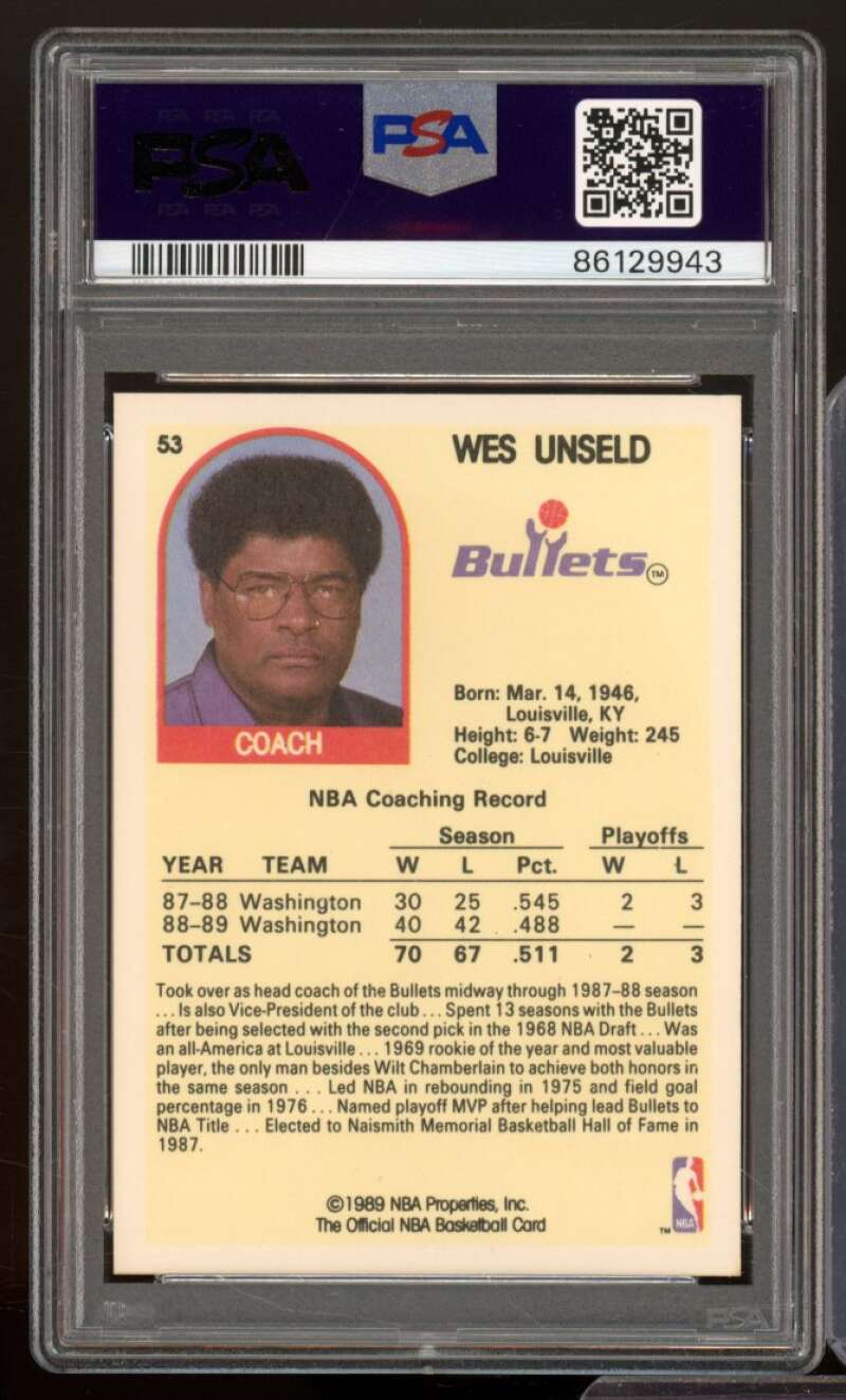 Wes Unseld Card 1989-90 Hoops #53 PSA 6 Image 2