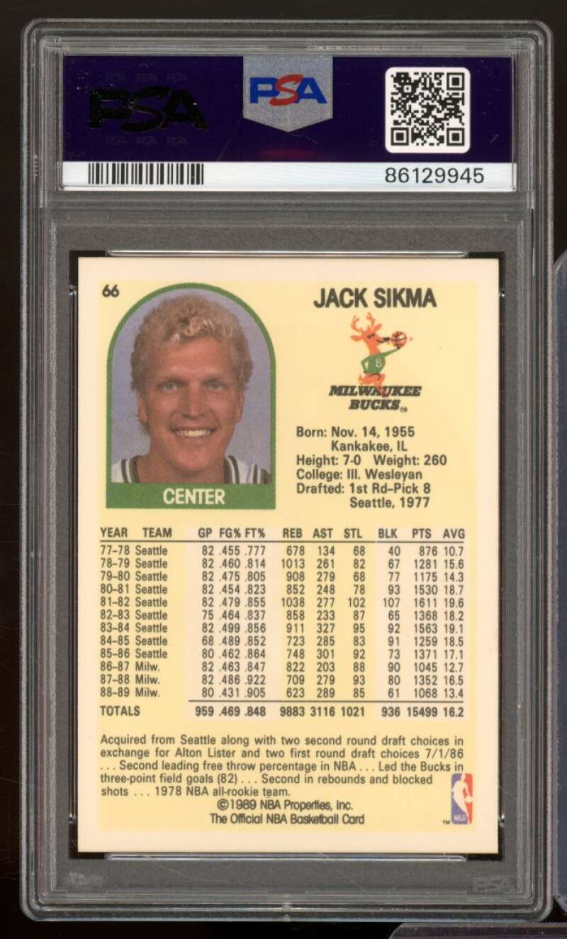 Jack Sikma Card 1989-90 Hoops #66 PSA 9 Image 2