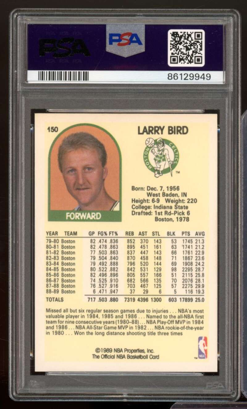 Larry Bird Card 1989-90 Hoops #150 PSA 8 Image 2