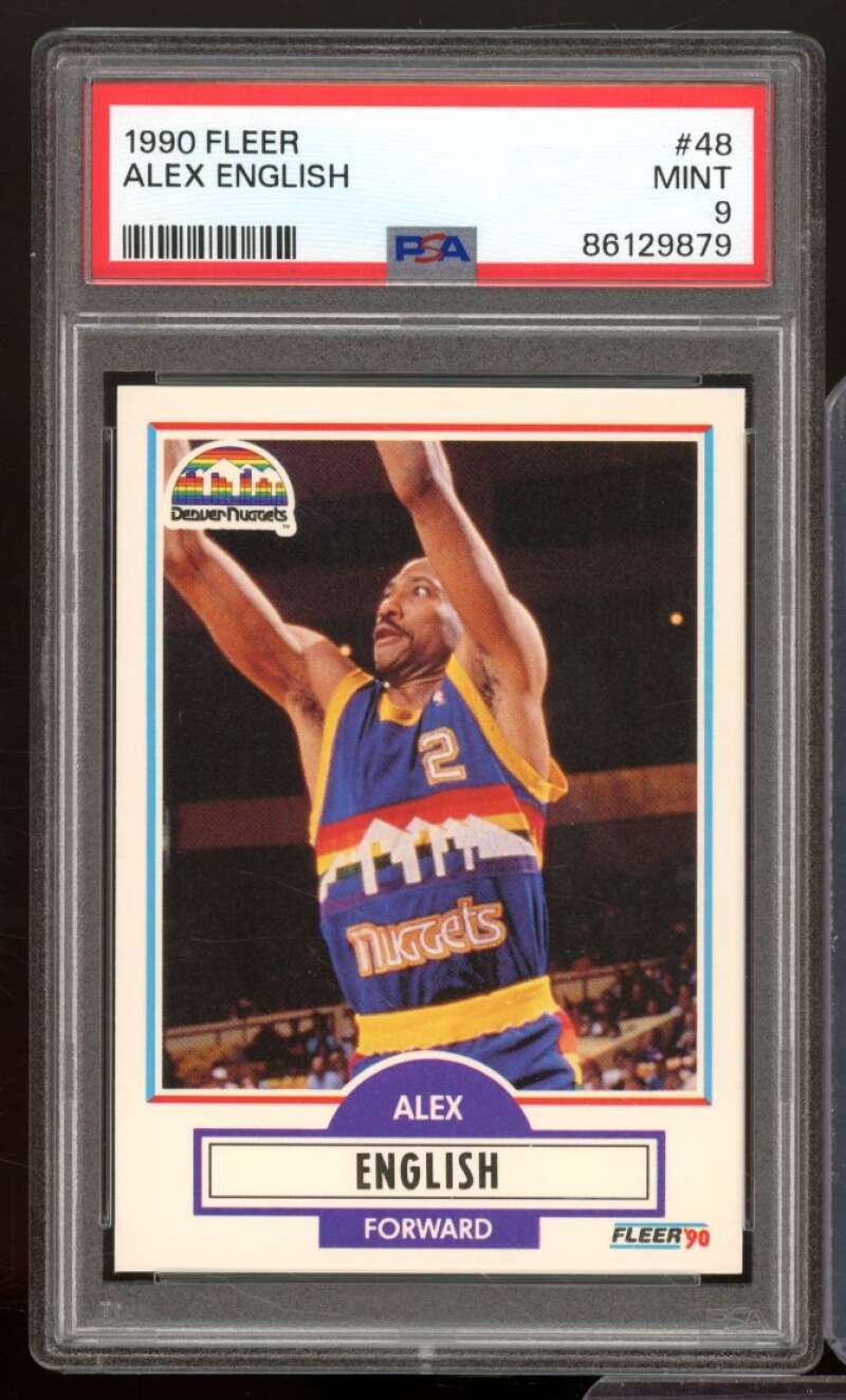 Alex English Card 1990-91 Fleer #48 PSA 9 Image 1